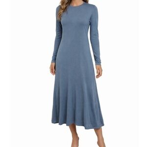 Gucci Steel Blue Italian Knit ZAMASPORT midi dress Laine wool SZ M small flaw